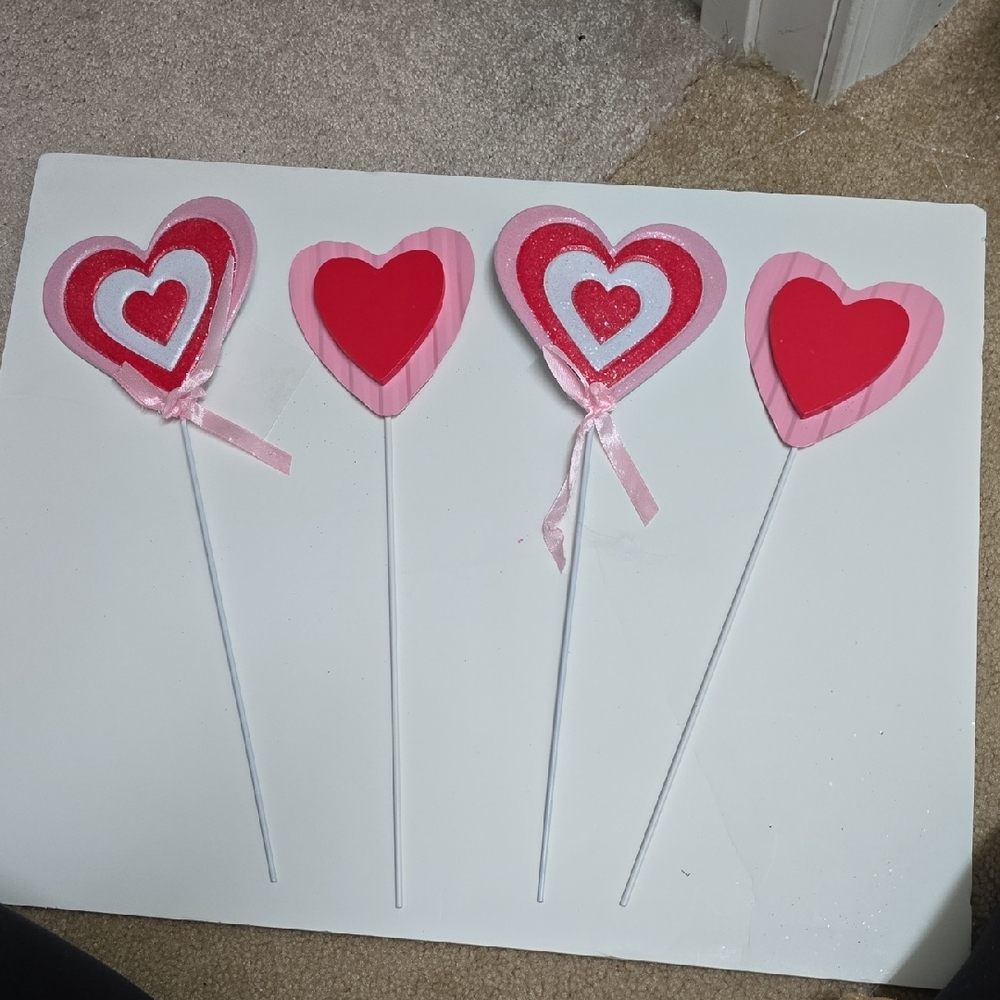 Heart-Shaped Party Picks - Red and Pink